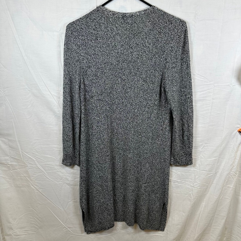 Eileen Fisher Open Front Marled Long Cardigan Gray Black Small - Picture 4 of 6